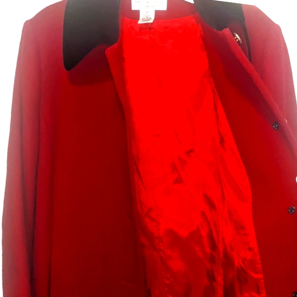 Preston and York petite wool trench coat w/velvet trim sz 14P Vintage - Picture 2 of 6